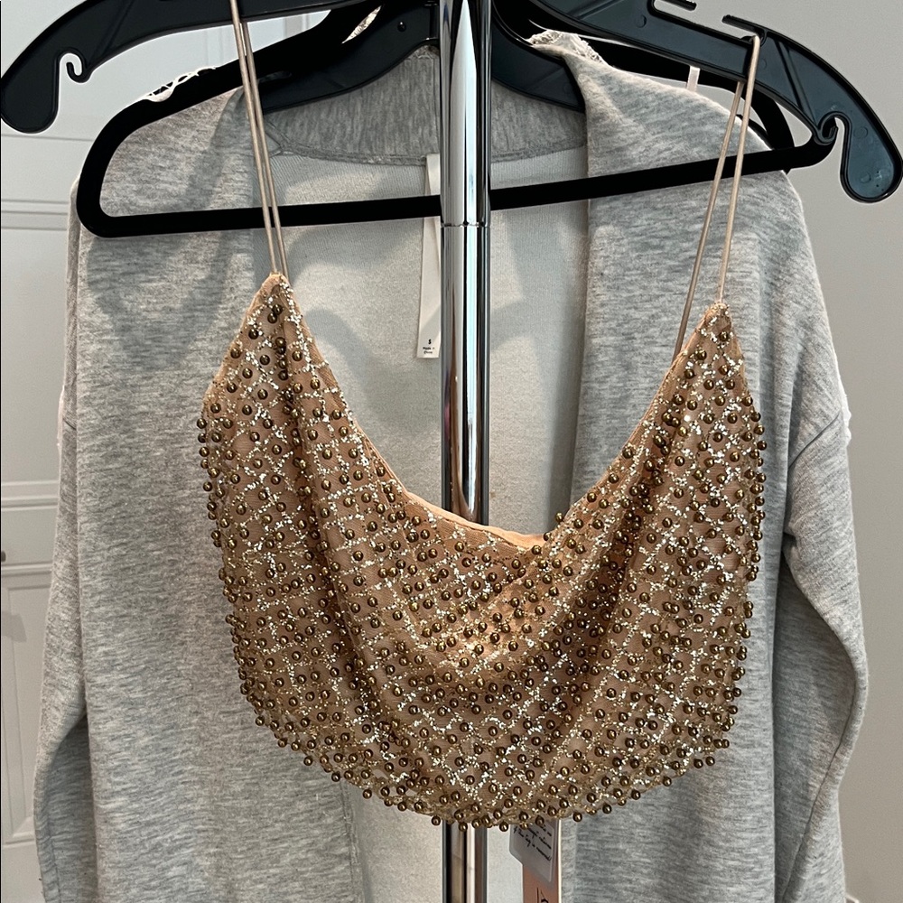 Elegant Embellished Beige Mini Dress